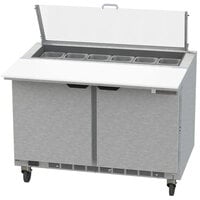 Beverage-Air SPE48HC-12C-CL Elite 48" 2 Door Refrigerated Sandwich Prep Table with 17" Deep Cutting Board and Clear Lid