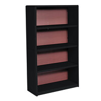 Safco 7172BL Value Mate Series Black Metal 4-Shelf Bookcase - 31 3/4 inch x 13 1/2 inch x 54 inch