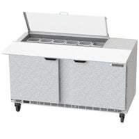 Beverage-Air SPE60HC-12C-CL Elite 60" 2 Door Refrigerated Sandwich Prep Table with 17" Deep Cutting Board and Clear Lid
