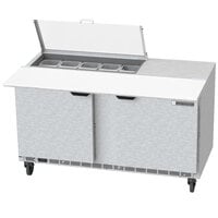 Beverage-Air SPE60HC-10C-CL Elite 60 inch 2 Door Refrigerated Sandwich Prep Table with 17 inch Deep Cutting Board and Clear Lid