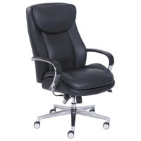 La-Z-Boy 48957 Commercial 2000 High-Back Black Leather Executive Office Chair with Lumbar Support