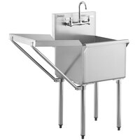 Steelton 18 inch 16-Gauge Stainless Steel One Compartment Commercial Utility Sink with Faucet and 18 inch Drainboard - 18 inch x 18 inch x 14 inch Bowl
