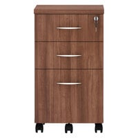 Alera ALEVA572816WA Valencia Modern Walnut Three-Drawer Mobile Pedestal - 15 7/8" x 20 1/2" x 28 3/8"