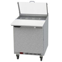 Beverage-Air SPE27HC-C-B-CL Elite 27 inch 1 Door Refrigerated Sandwich Prep Table with 17 inch Deep Cutting Board and Clear Lid