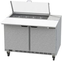 Beverage-Air SPE48HC-10C-CL Elite 48 inch 2 Door Refrigerated Sandwich Prep Table with 17 inch Deep Cutting Board and Clear Lid