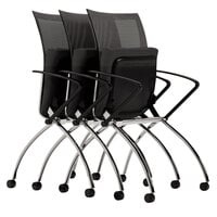 Safco TSH1BB Valore Training Series High-Back Nesting Black Mesh / Fabric Chair - 2/Case