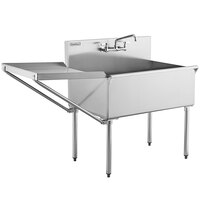 Steelton 36 inch 16-Gauge Stainless Steel One Compartment Commercial Utility Sink with Faucet and 24 inch Drainboard - 36 inch x 24 inch x 14 inch Bowl