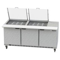 Beverage-Air SPE72HC-24M-CL Elite 72" 3 Door Mega Top Refrigerated Sandwich Prep Table