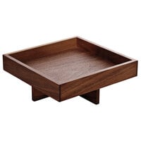 Playground 742890191000000 Ananti 7 3/4" Walnut Wood Square Medium Tray and Stand / Insert