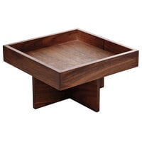 Playground 742890291000000 Ananti 7 3/4 inch Walnut Wood Square Tall Tray and Stand / Insert