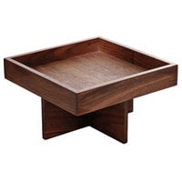 Playground 742890291000000 Ananti 7 3/4" Walnut Wood Square Tall Tray and Stand / Insert