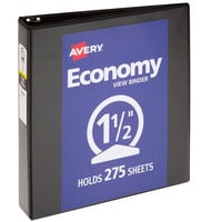 Avery® 05771 Black Economy View Binder with 1 1/2 inch Round Rings