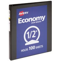 Avery 05751 Black Economy View Binder with 1/2 inch Round Rings