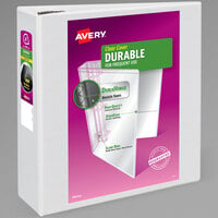 Avery 09801 DuraHinge White View Binder with 4 inch Non-Locking One Touch EZD Rings