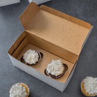 8 inch x 4 inch x 4 inch White Cupcake / Muffin Box with 2 Slot Reversible Insert - 10/Pack