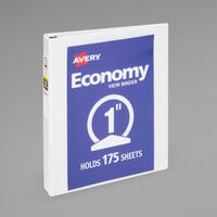 Avery 05760 White Economy View Binder with 1 inch Round Rings