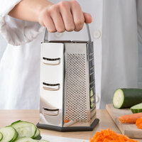 Choice 9 1/2 inch 6-Sided Stainless Steel Box Grater with Soft Grip