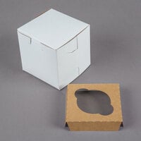 Baker's Mark 4" x 4" x 4" White Cupcake / Muffin Box with 1 Slot Reversible Insert - 10/Pack