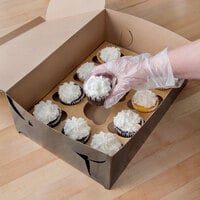 Enjay 14 inch x 10 inch x 5 inch Black Cupcake / Muffin Box with 12 Slot Reversible Insert - 10/Pack