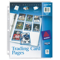 Avery® 76016 8 1/2 inch x 11 inch Clear Pre-Punched Trading Card Page - 10/Pack
