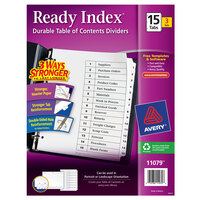 Avery 11079 Ready Index 15-Tab Black / White Paper Printable Customizable Table of Contents Divider Set - 3/Pack