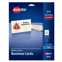 Avery 08376 2 inch x 3 1/2 inch Matte Ivory Micro Perforated Two-Sided Business Card - 250/Pack