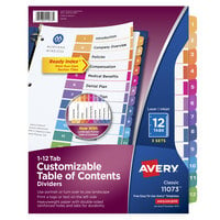 Avery® 11073 Ready Index 12-Tab Multi-Color Paper Printable Customizable Table of Contents Divider Set - 3/Pack