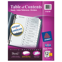Avery 11078 Ready Index 12-Tab Black / White Paper Printable Customizable Table of Contents Divider Set - 3/Pack
