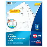 Avery® 14441 Big Tab 8-Tab White Large Paper Printable Label Divider Set - 20/Pack