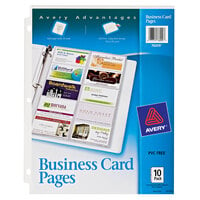 Avery® 76009 8 1/2 inch x 11 inch Clear Pre-Punched Loose-Leaf Business Card Page - 10/Pack