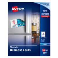Avery 08374 2 inch x 3 1/2 inch Matte White Magnetic Perforated Business Card - 30/Pack