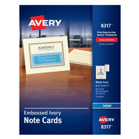Avery® 08317 4 1/4 inch x 5 1/2 inch Printable Matte Ivory Two-Sided Note Card with Envelope - 60/Box