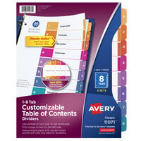 Avery® 11071 Ready Index 8-Tab Multi-Color Paper Printable Customizable Table of Contents Divider Set - 3/Pack