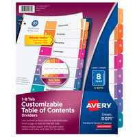 Avery® 11071 Ready Index 8-Tab Multi-Color Paper Printable Customizable Table of Contents Divider Set - 3/Pack