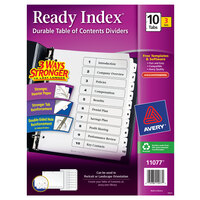 Avery 11077 Ready Index 10-Tab Black / White Paper Printable Customizable Table of Contents Divider Set - 3/Pack