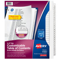 Avery® 11166 Ready Index A-Z Tab Black / White Extra-Wide Paper Printable Customizable Table of Contents Divider Set