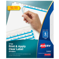 Avery® 11416 Index Maker 5-Tab White Paper Punched Divider Set with Printable Clear Label Strip