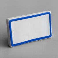 Choice 3 3/4" x 2 1/2" Blue Decal Border Ceramic Table Tent Sign