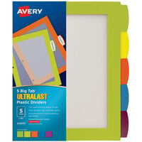 Avery® 24900 Ultralast Big Tab 5-Tab Multi-Color Plastic Divider Set