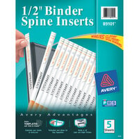 Avery® 89101 White 1/2 inch Binder Spine Insert - 80/Pack