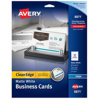 Avery 08871 True Print 2 inch x 3 1/2 inch Matte White Clean Edge Two-Sided Business Card - 200/Pack
