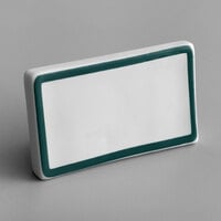 Choice 3 3/4" x 2 1/2" Teal Decal Border Ceramic Table Tent Sign