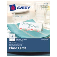 Avery® 16109 1 7/16 inch x 3 3/4 inch White Textured Uncoated Perforated Place Card - 150/Pack