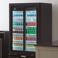 Beverage-Air MT49-1-SDB 47 inch Marketeer Series Black Refrigerated Sliding Glass Door Merchandiser with LED Lighting