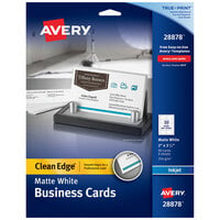 Avery® 28878 True Print 2" x 3 1/2" Matte White Clean Edge Two-Sided Business Card - 90/Pack