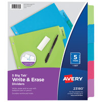 Avery® 23180 Big Tab 5-Tab Multi-Color Paper Write / Erase Divider Set