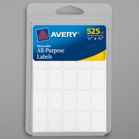 Avery® 06737 1/2" x 3/4" White Rectangle Write-On Multi-Use Labels - 525/Pack