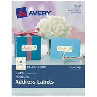 Avery® 08215 1 inch x 2 5/8 inch Pearlized Ivory Rectangle Print-to-the-Edge Labels - 240/Pack