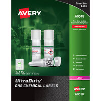 Avery® 60518 UltraDuty 1/2" x 1 3/4" GHS Chemical Labels for Laser Printers - 1500/Pack