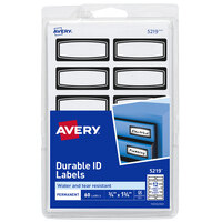 Avery® 05219 3/4 inch x 1 3/4 inch Black Border Durable ID Labels - 60/Pack